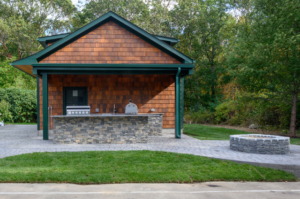 outdoor addition with fire pit